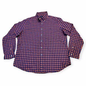 POLO RALPH LAUREN Men’s Orange Blue Plaid Long Sleeve Button Down Shirt Extra La